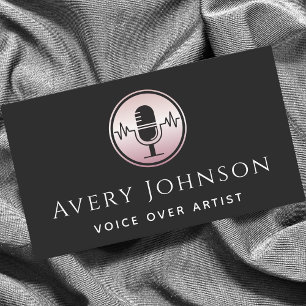 Roze Rose Gold Microfoon Logo Voice Over Artiest Visitekaartje