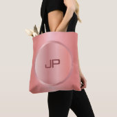 Roze Rose Gold Modern Abstracte Sjabloon Trendy Tote Bag (Dichtbij)