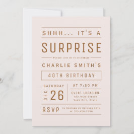 Roze Rose Gold Modern Typografie Surprise Birthday Kaart