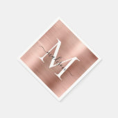 Roze Rose Gold Monogram Girly Script, geborsteld m Servet (Hoek)