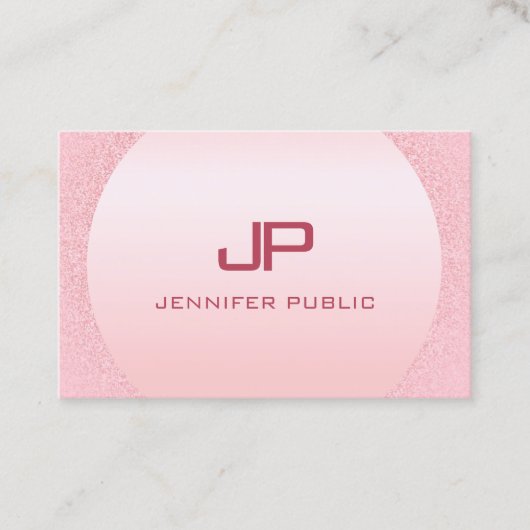 Roze Rose Gold Monogram Moderne Elegant Sjabloon Visitekaartje (Voorkant)