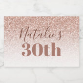 Roze Rose Gold Ombre 30th Birthday Mini Sparkling Wijnetiket (Enkel label)