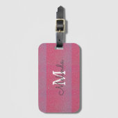 Roze Rose Gold Ombre Girly Monogram Initiaal Naam Bagagelabel (Voorkant (verticaal))
