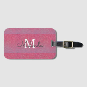 Roze Rose Gold Ombre Girly Monogram Initiaal Naam Bagagelabel