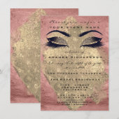 Roze Rose Gold Pain Makeup Eye Glitter 16e Bridal Kaart (Voorkant / Achterkant)