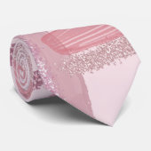 Roze Rose Gold Paint Glitter Brushstrokes Patroon Stropdas (Opgerold)