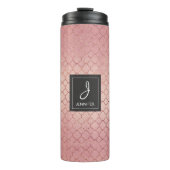 Roze Rose Gold Patroon Elegant Monogram Thermosbeker (Voorkant)