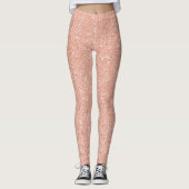 Roze Rose Gold Peach Sparkly Glitter Minimale Glam Leggings (Voorkant)