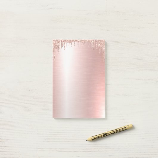 Roze Rose Gold Post-it® notes (Op bureau)