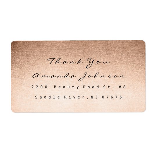 Roze Rose Gold Powder Blush Makeup Hartelijk dank Etiket (Voorkant)