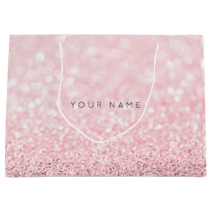 Roze Rose Gold Powder Glitter Favor Gift Grey Groot Cadeauzakje