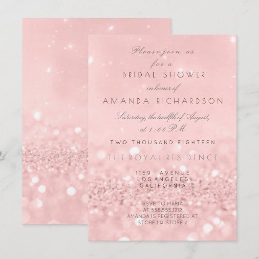 Roze Rose Gold Powder Glitter Vrijgezellenfeest Kaart (Voorkant / Achterkant)