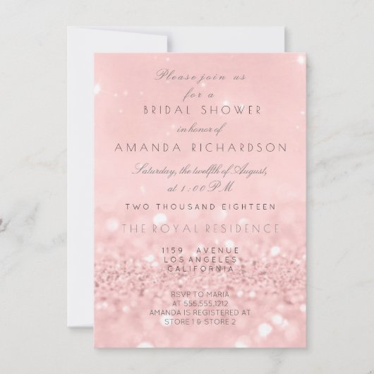 Roze Rose Gold Powder Glitter Vrijgezellenfeest Kaart (Voorkant)