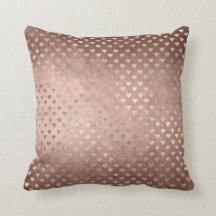 Roze Rose Gold Powder Silver Hearts Glam Pillow