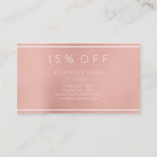 Roze Rose Gold Powder White korting Beauty Salon (Achterkant)