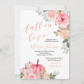 Roze Rose Gold Pumpkin-Herfst in liefdesuitnodigin Kaart (Voorkant)