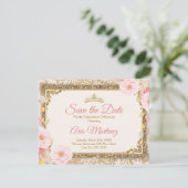 Roze Rose Gold Quinceañera 15 Anos Save the Date Bedankkaart (Staand voorkant)