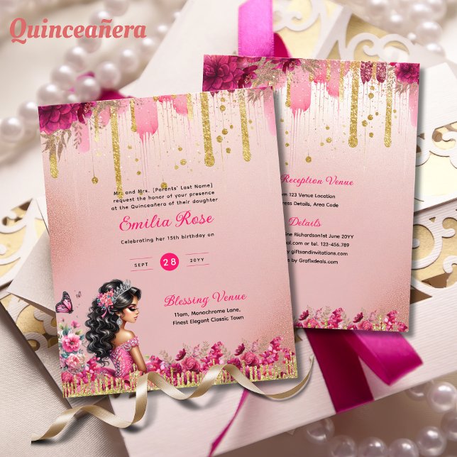 ROZE Rose Gold Quinceanera Jurk Bloemen Rozen (Creator heeft geüpload)