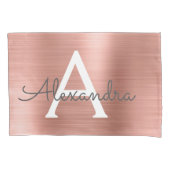 Roze Rose Gold Roestvrij staal Naam en Intital Kussensloop (Voorkant)