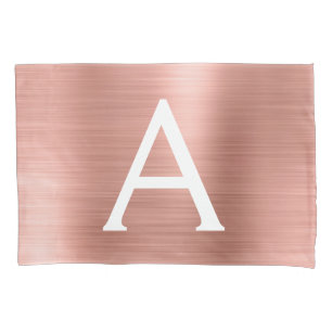 Roze Rose Gold Roestvrij staal Naam en Intital Kussensloop