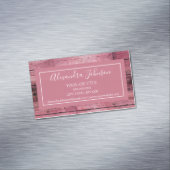 Roze Rose Gold Rustic Girly Wood Magnetisch Visitekaartje (Voorbeeld)