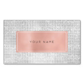 Roze Rose Gold Silver Metallic Rectangular Logo Magnetisch Visitekaartje (Voorkant)