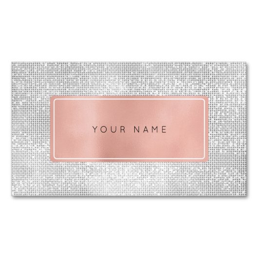 Roze Rose Gold Silver Metallic Rectangular Logo Magnetisch Visitekaartje (Voorkant)