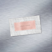 Roze Rose Gold Silver Metallic Rectangular Logo Magnetisch Visitekaartje (Voorbeeld)
