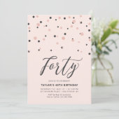 Roze Rose Gold Simple 40th Birthday Party Kaart (Staand voorkant)