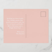 Roze Rose Gold Sneeuwvlok Kerst Folie Briefkaart (Achterkant)