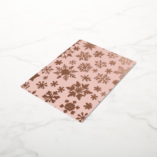 Roze Rose Gold Sneeuwvlok Kerst Folie Briefkaart (Gedraaid)