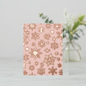 Roze Rose Gold Sneeuwvlok Kerst Folie Briefkaart (Staand Voorkant)