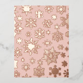 Roze Rose Gold Sneeuwvlok Kerst Folie Briefkaart (Voorkant)