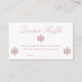 Roze Rose Gold Snowflake Diaper Raffle Informatiekaartje (Voorkant)