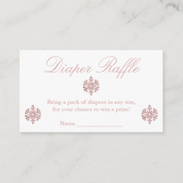 Roze Rose Gold Snowflake Diaper Raffle Informatiekaartje