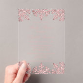 Roze Rose Gold Snowflake Winter Baby shower Acryl Uitnodigingen (Insitu (Draagbaar))