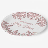 Roze Rose Gold Snowflake Winter Baby shower Papieren Bordje (Gekanteld)
