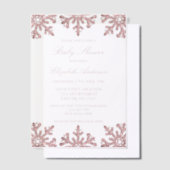 Roze Rose Gold Snowflake Winter Baby shower Vellum Uitnodigingen (Offset)
