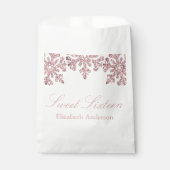Roze Rose Gold Snowflake Winter Sweet 16 Bedankzakje (Voorkant)