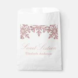 Roze Rose Gold Snowflake Winter Sweet 16 Bedankzakje