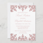 Roze Rose Gold Snowflake Winter Sweet 16 Kaart (Voorkant)