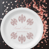 Roze Rose Gold Snowflake Winter Sweet 16 Papieren Bordje