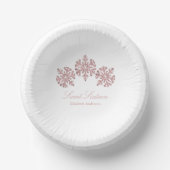 Roze Rose Gold Snowflake Winter Sweet 16 Papieren Kommen (Voorkant)