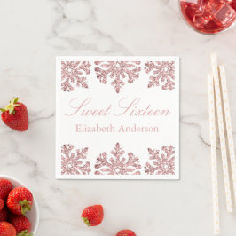 Roze Rose Gold Snowflake Winter Sweet 16 Servet