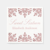 Roze Rose Gold Snowflake Winter Sweet 16 Servet (Voorkant)