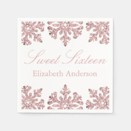 Roze Rose Gold Snowflake Winter Sweet 16 Servet