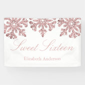 Roze Rose Gold Snowflake Winter Sweet 16 Spandoek (Horizontaal)