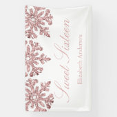 Roze Rose Gold Snowflake Winter Sweet 16 Spandoek (Verticaal)
