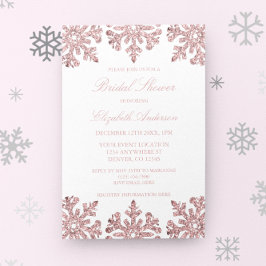 Roze Rose Gold Snowflake Winter Vrijgezellenfeest Kaart