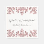 Roze Rose Gold Snowflake Winter Vrijgezellenfeest Servet (Voorkant)